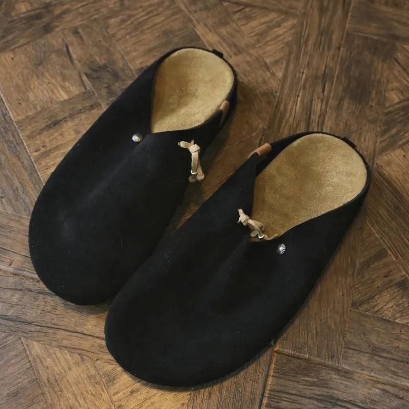 Design Suede Mule Slippers Beige Casual Shoes - 3