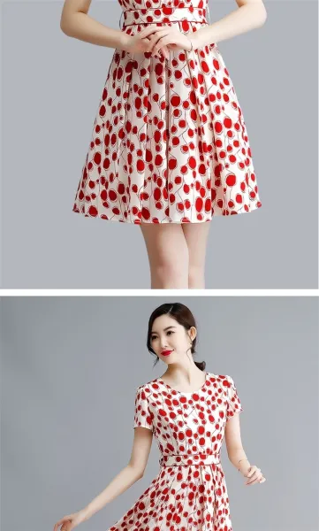Design Red Polka Dot A-Line Dress - 14