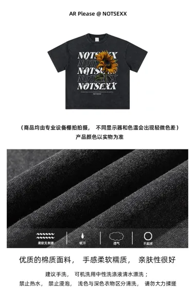 Design NOTSEXX Sunflower Graphic T-Shirt White T-Shirts - 7