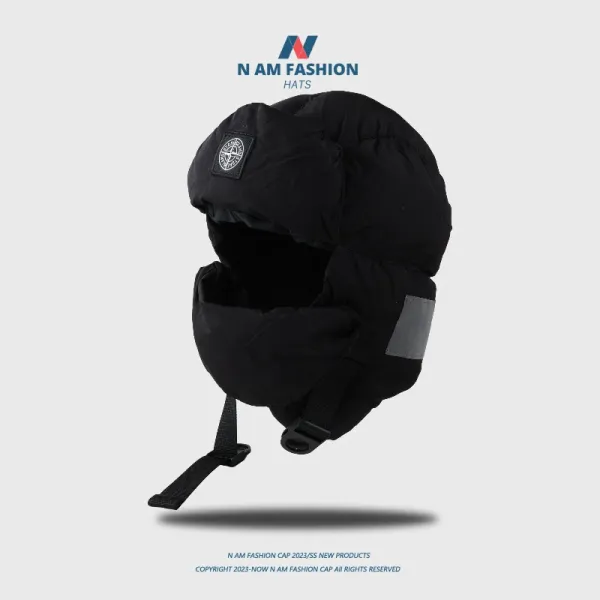 Design N AM Fashion Aviator-Style Puffer Hat Black Hats - 1