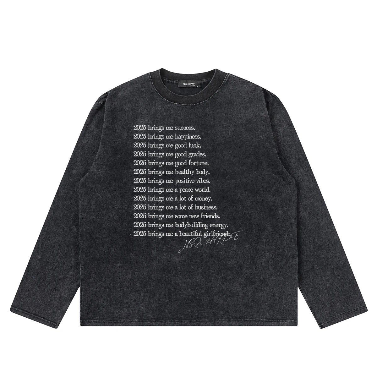 Washed black BOXY short width long sleeved version