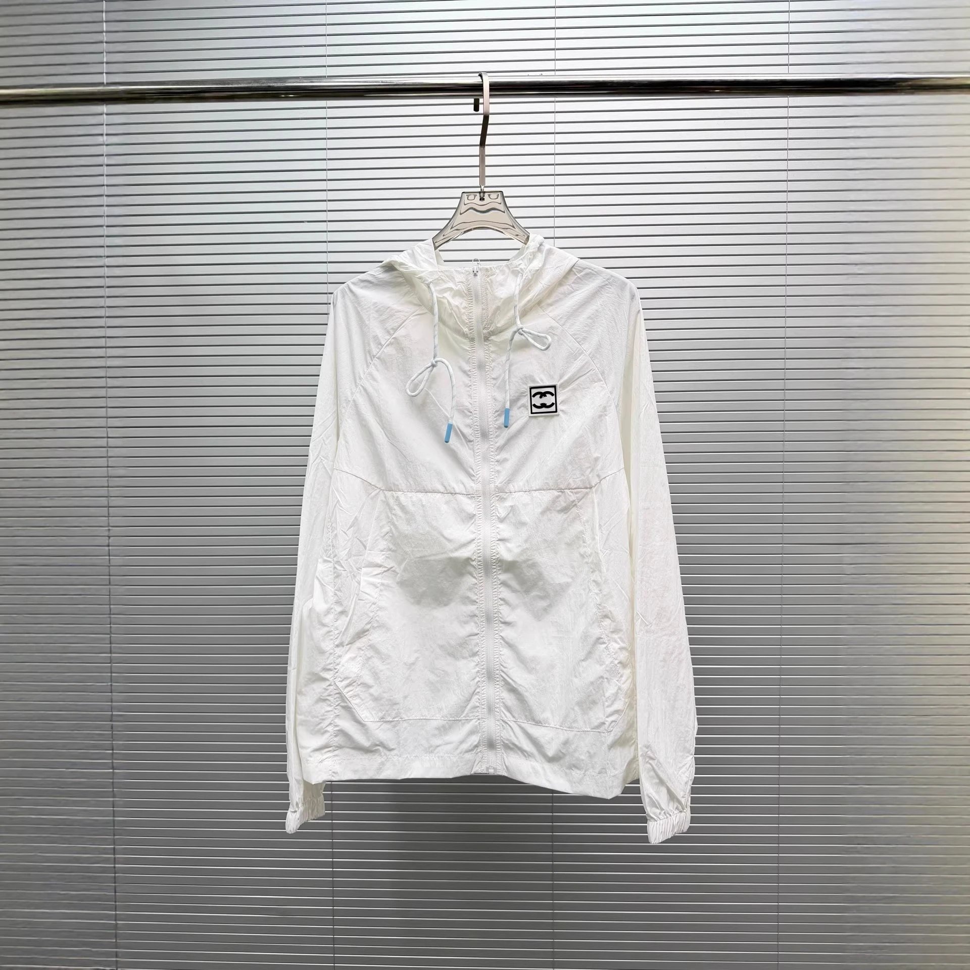 Chanel Logo Patch White Windbreaker Jacket and Shorts Set - 4
