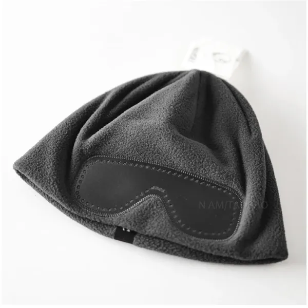Design Fleece Beanie with Reinforced Patch Black Hat Hats - 1