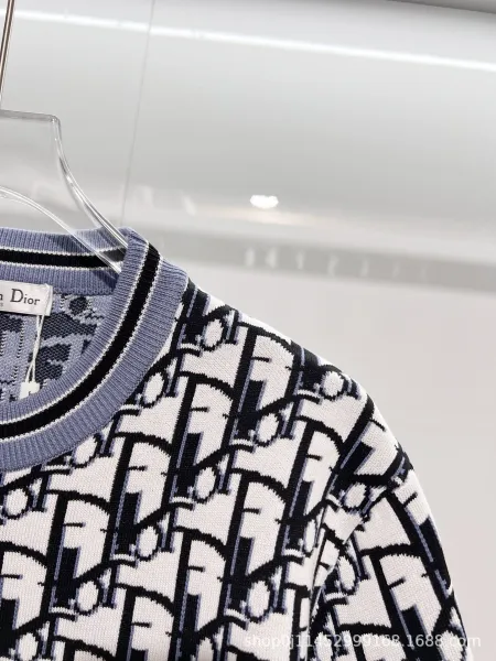 Dior Oblique Print Knit T-Shirt White / Black - 13