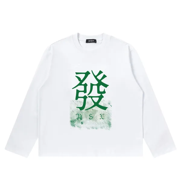 Design NOTGEXX Kanji Print Long Sleeve Tee Black T-Shirts - 28