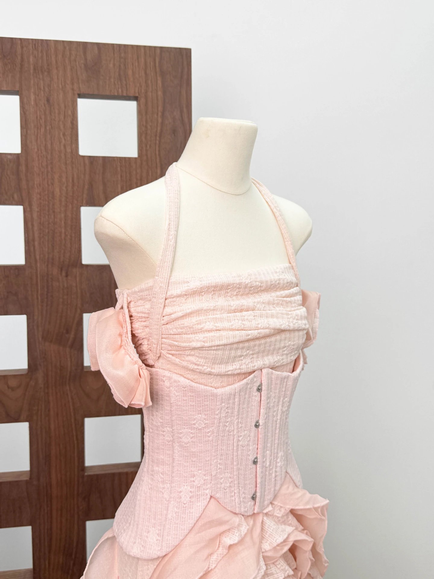 Design Ruffled Halter Corset Dress in Mint Green - 27