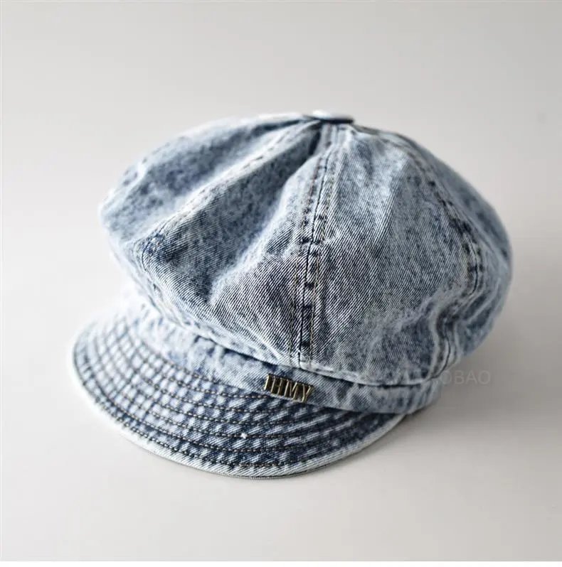 MMY Denim Newsboy Cap Light Wash Hats - 5