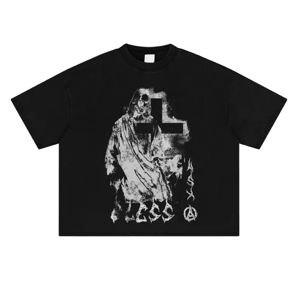 Design NOT SEXX Jesus Cross Print Long Sleeve T-Shirt White T-Shirts - 9