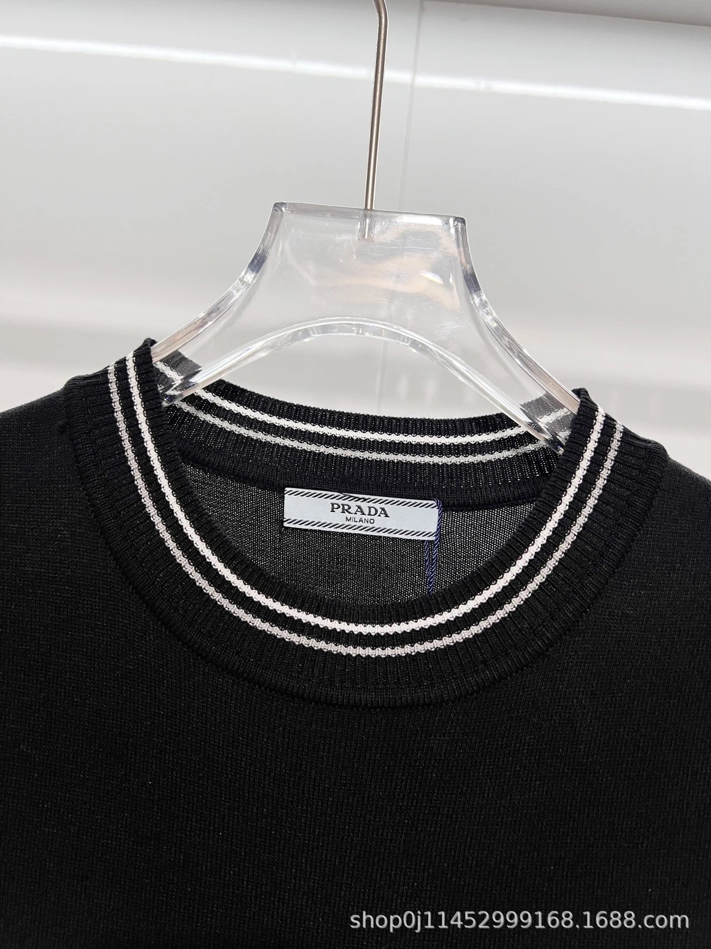 Prada Logo-Embroidered Ribbed Trim T-Shirt White - 9