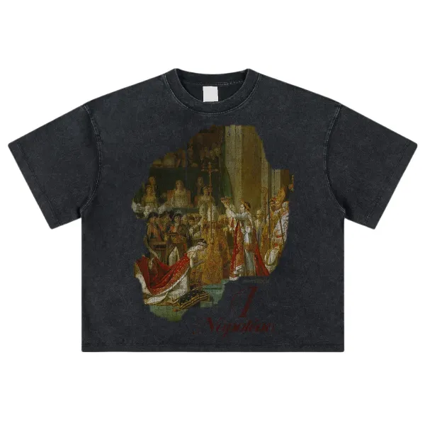 Design Napoleon Coronation Print Black T-Shirt - 8