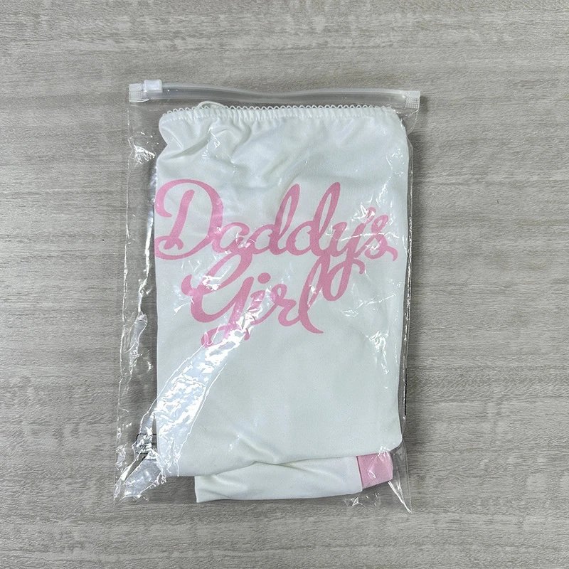 Design Daddy's Girl White Crop Top and Pink Trim Briefs Set Sets - 32