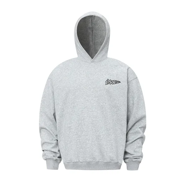 Design Chinese Calligraphy Print Gray Hoodie - 9