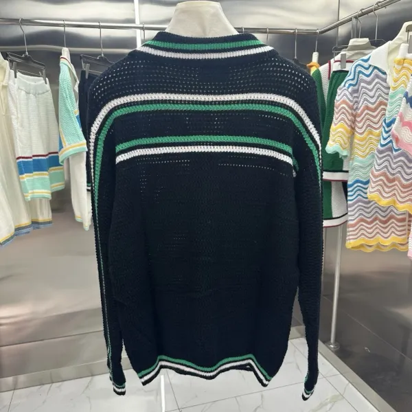 Design Knit Sweater with Green Logo Pattern White - 28
