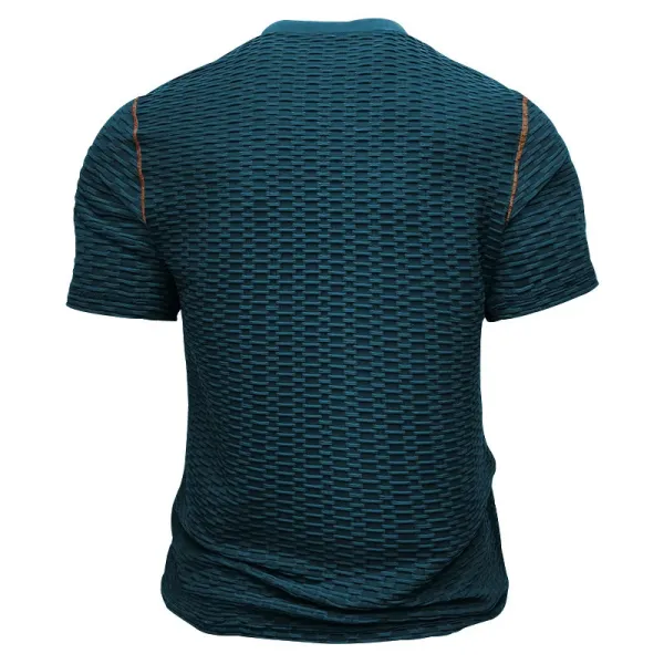 Design Henley T-Shirt Teal Textured - 29