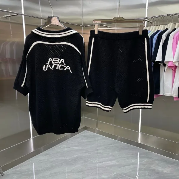 Design ASA LANCA Knit Set Black with White Stripe Sweater and Shorts Sets - 1