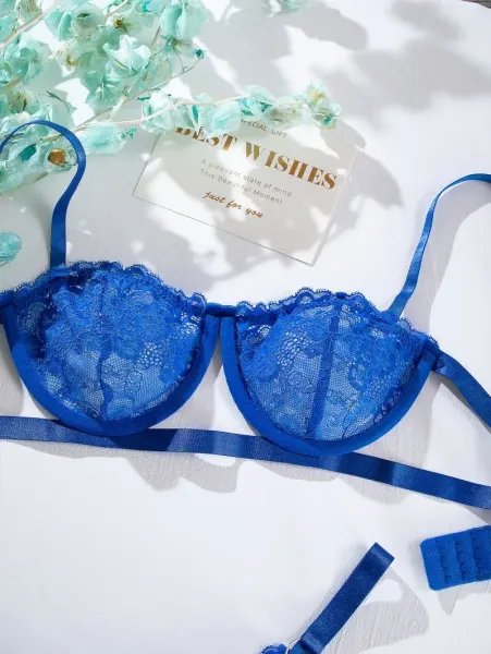 Design Red Lace Strappy Bra and Thong Set Underwear - 23