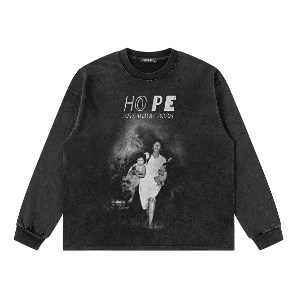 Design NOTGEXX Hope NSXMADE 2025 Washed Black Long-Sleeve T-Shirt T-Shirts - 1