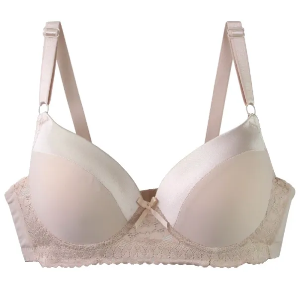 Design Lace Trim Satin Underwire Bra in Dusty Rose Underwear - 5