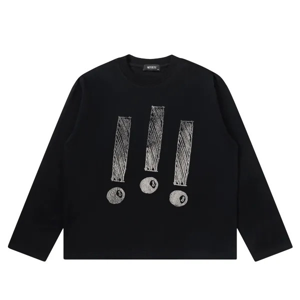 Design Three Exclamation Marks and 8-Ball Graphic Cropped T-Shirt - 17