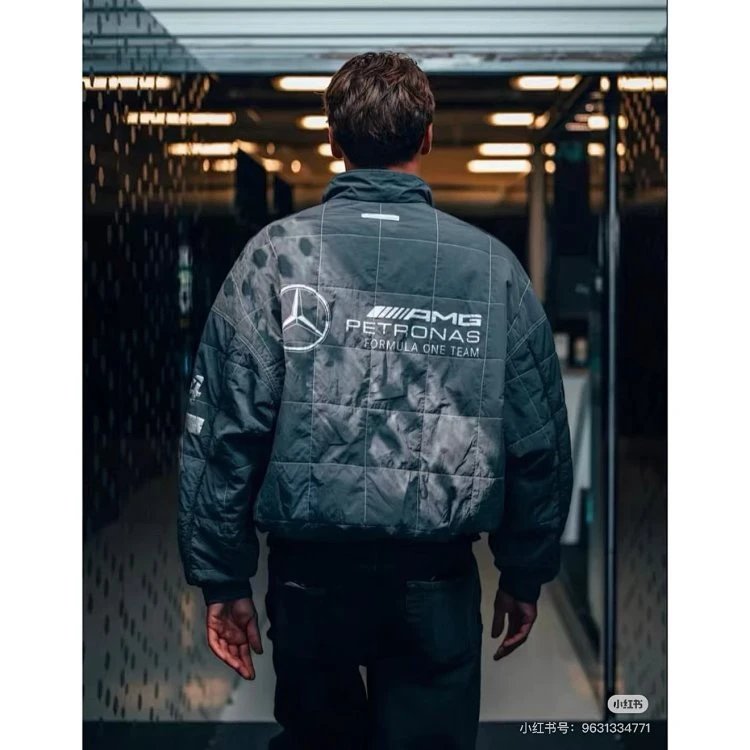 Design Mercedes-AMG Petronas Formula One Team Racing Jacket Black Outerwear Jacket - 10