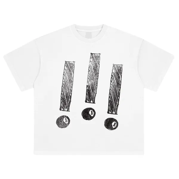Design Three Exclamation Marks and 8-Ball Graphic Cropped T-Shirt - 18