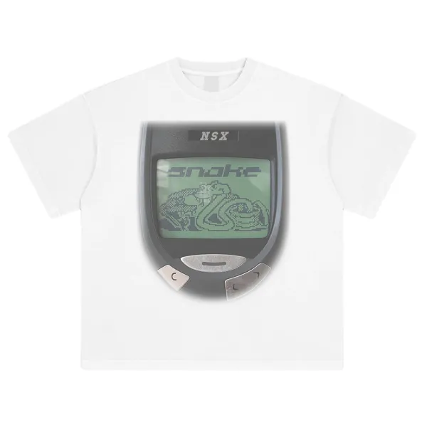 Design NSX Snake Game Pixel Graphic T-Shirt White T-Shirts - 1