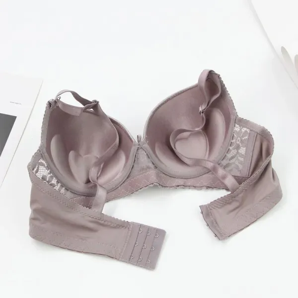Design Lace Trim Satin Underwire Bra in Dusty Rose Underwear - 19