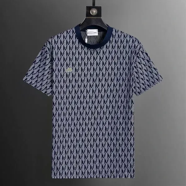 Lacoste Geometric Pattern Navy T-Shirt - 1