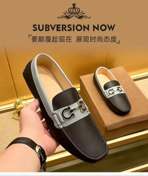 Salvatore Ferragamo Gancini Loafer Black and Gray Leather Loafers - 3