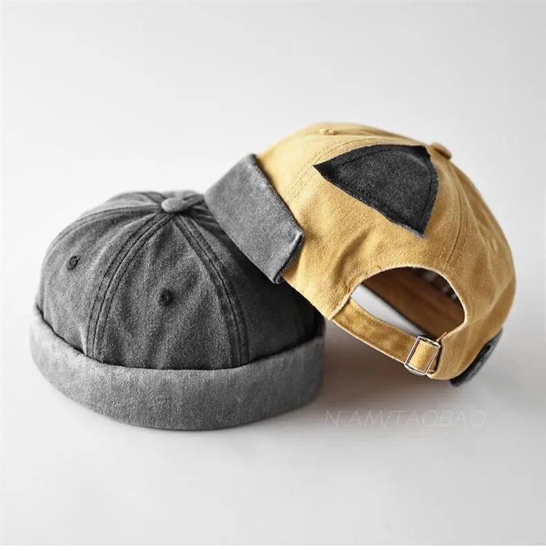 Design Patchwork Denim Baseball Cap Pink and Gray Hats - 2