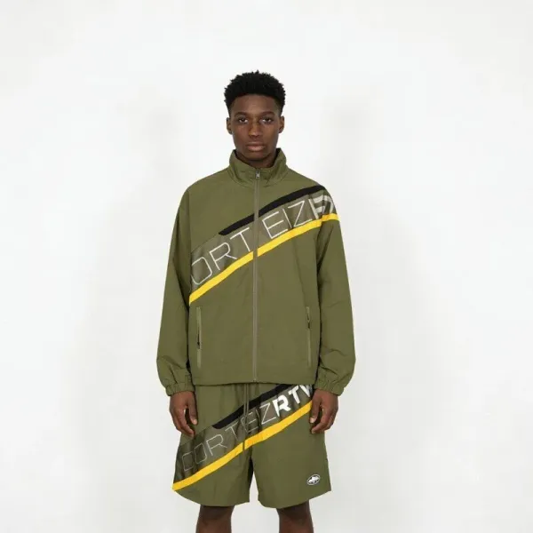 Design Mesh Panel Track Shorts Gray with Yellow and Black Stripe - 6