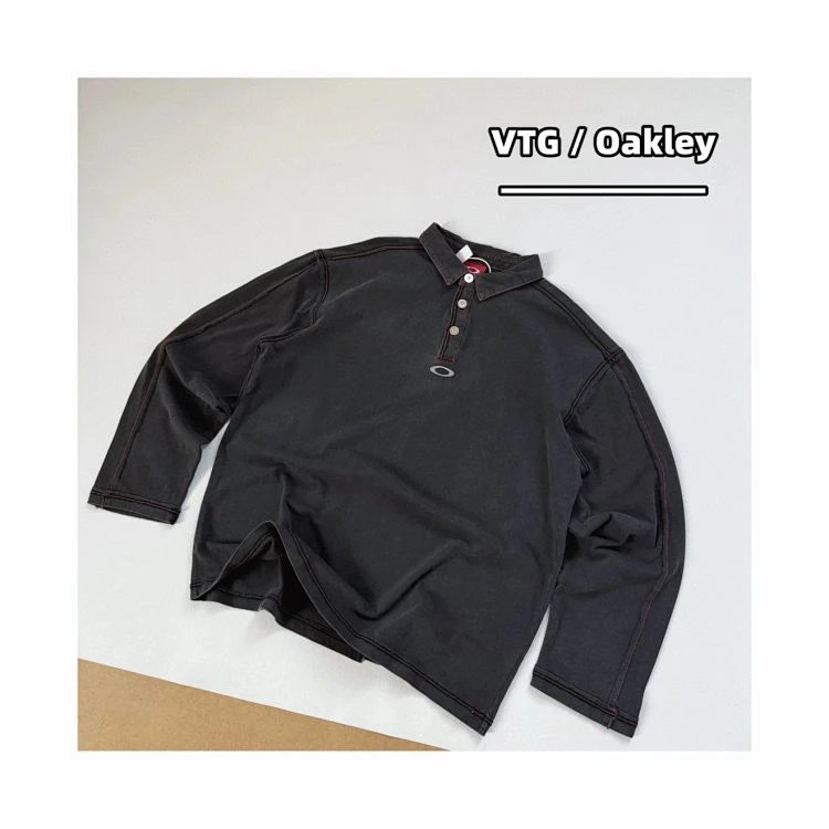 Oakley VTG Black Long Sleeve Polo Shirt