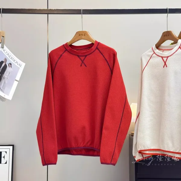 Design Waffle-Knit Base Layer Top Red - 11