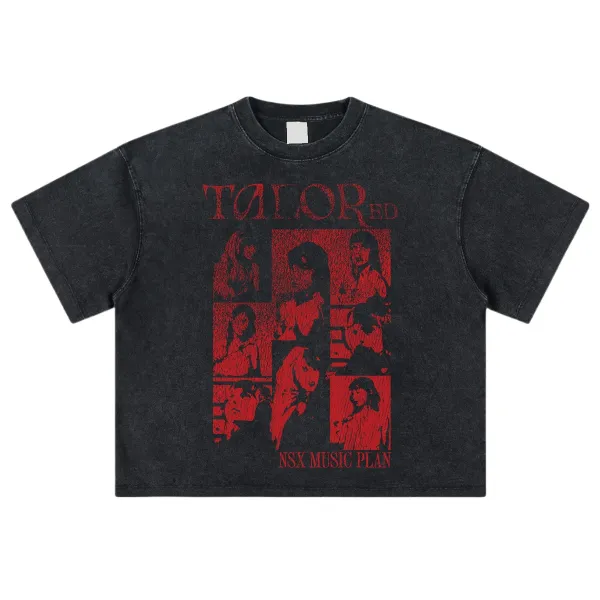 Design NSX Music Plan x Talor ED Distressed Black Cropped T-Shirt T-Shirts - 1