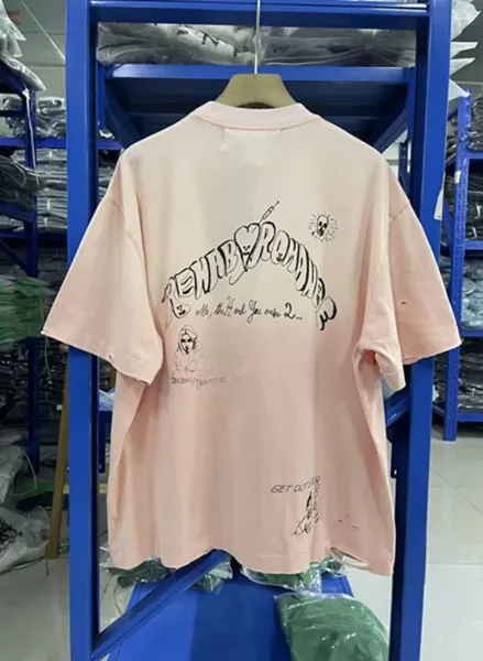 Design Melt-Dow Distressed Graphic T-Shirt Peach - 6