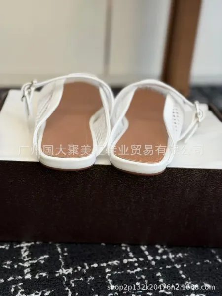 Design Mesh Mule with Patent Strap Black Shoes Slippers - 30