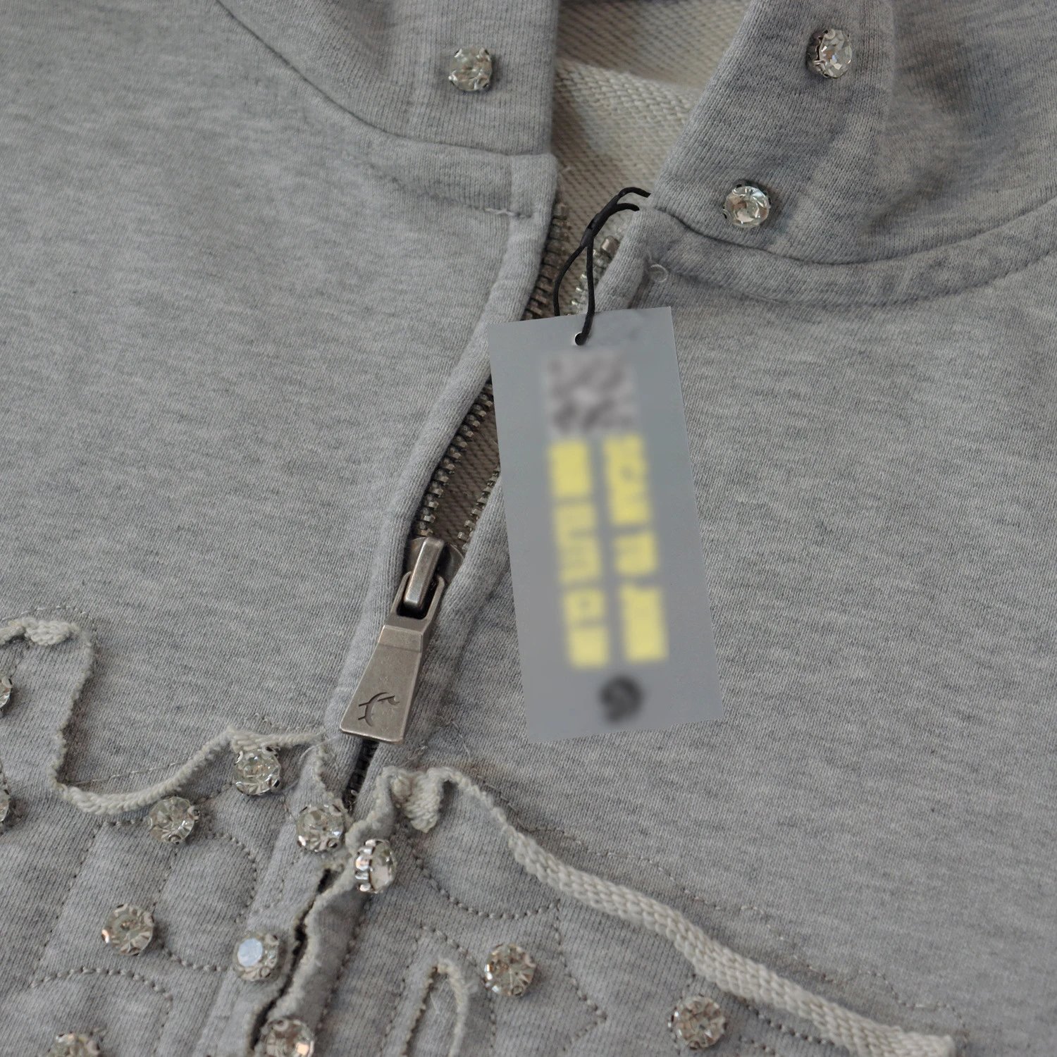 Design Studded Gun Motif Hoodie and Sweatpants Set Gray - 5
