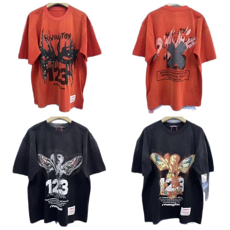 Rwinston 123 Orange Graphic Oversized T-Shirt