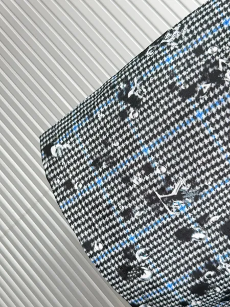 Design Plaid Embellished Shorts Blue Gray - 17