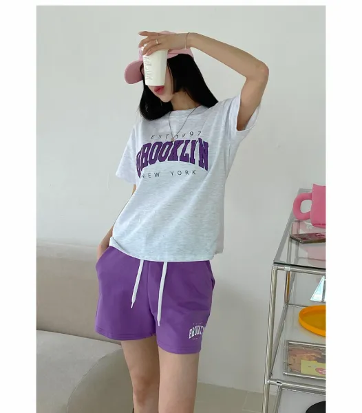 Design Brooklyn EST 1997 Arch Logo T-Shirt and Shorts Set Orange Sets - 9