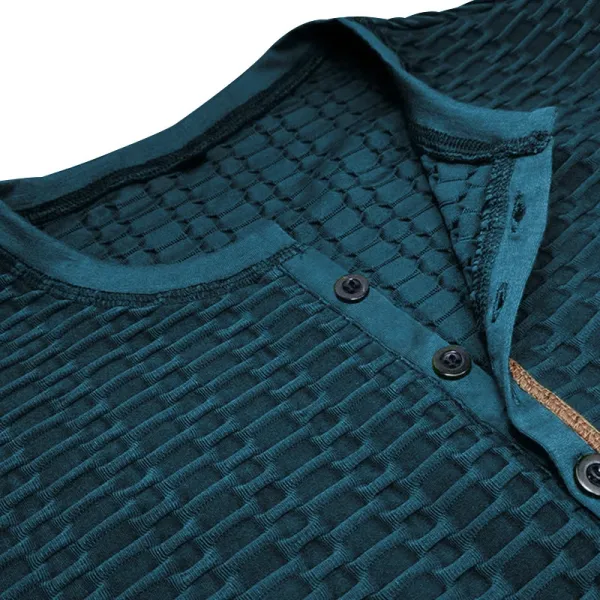 Design Henley T-Shirt Teal Textured - 30