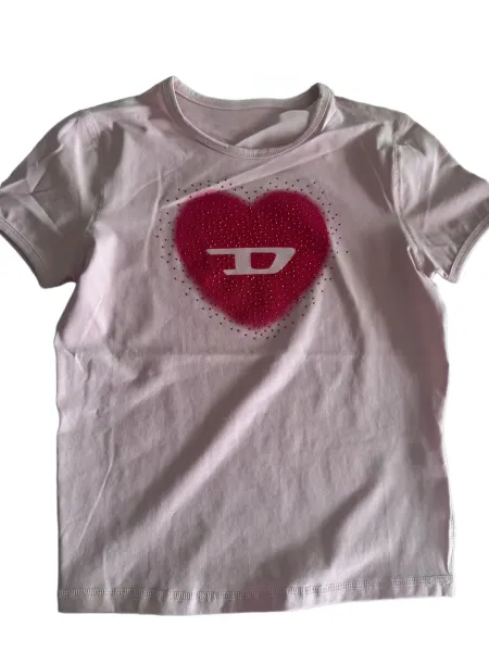 Design Heart Graphic Rhinestone Embellished Pink T-Shirt - 10