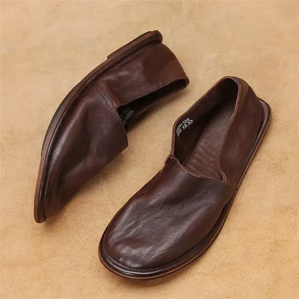 Design Slip-On Loafers Black Leather Casual Shoes - 3