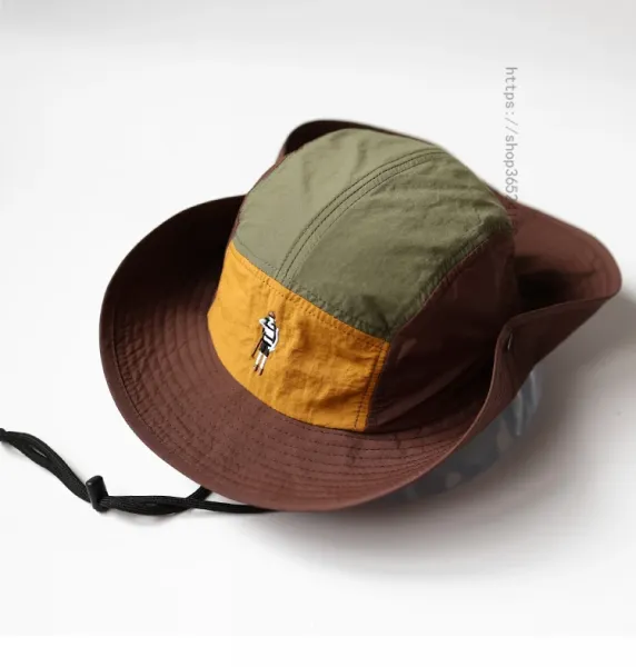 Human Made Bucket Hat Olive Brown Yellow Patchwork - 23