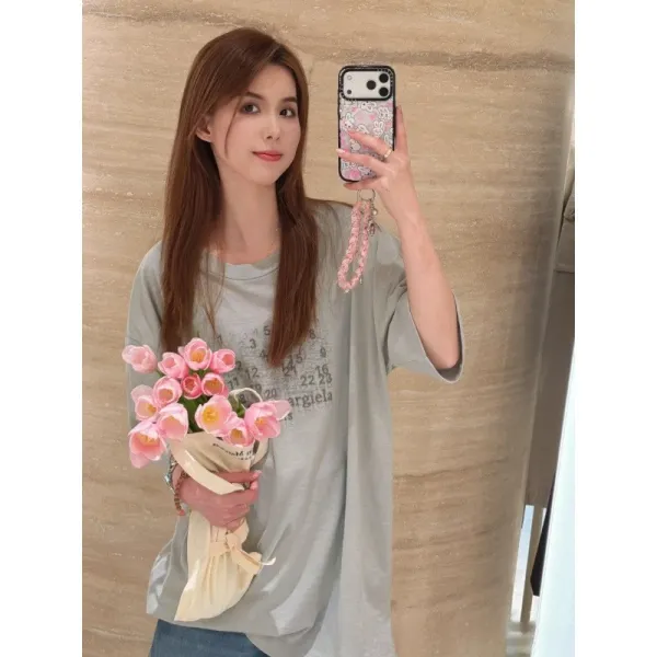 Maison Margiela Number Print Oversized T-Shirt Light Gray - 3