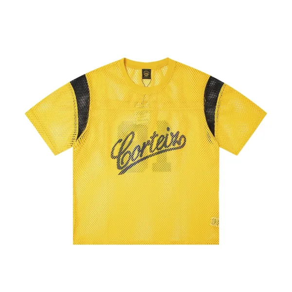 Corteiz Mesh Jersey Yellow Black Tops - 1