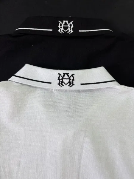 Design Logo Embroidered Black Polo with White Trim Polo Shirt - 20