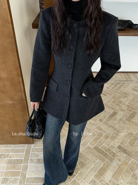 Design Peplum Wool-Blend Coat White Outerwear - 21