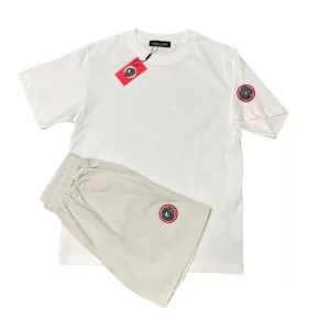Canada Goose Logo Patch White T-Shirt and Beige Shorts Set