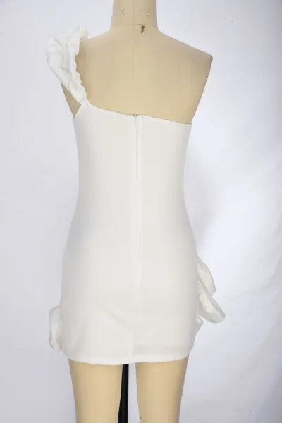 Design Ruffled Strapless Mini Dress in Cream - 17